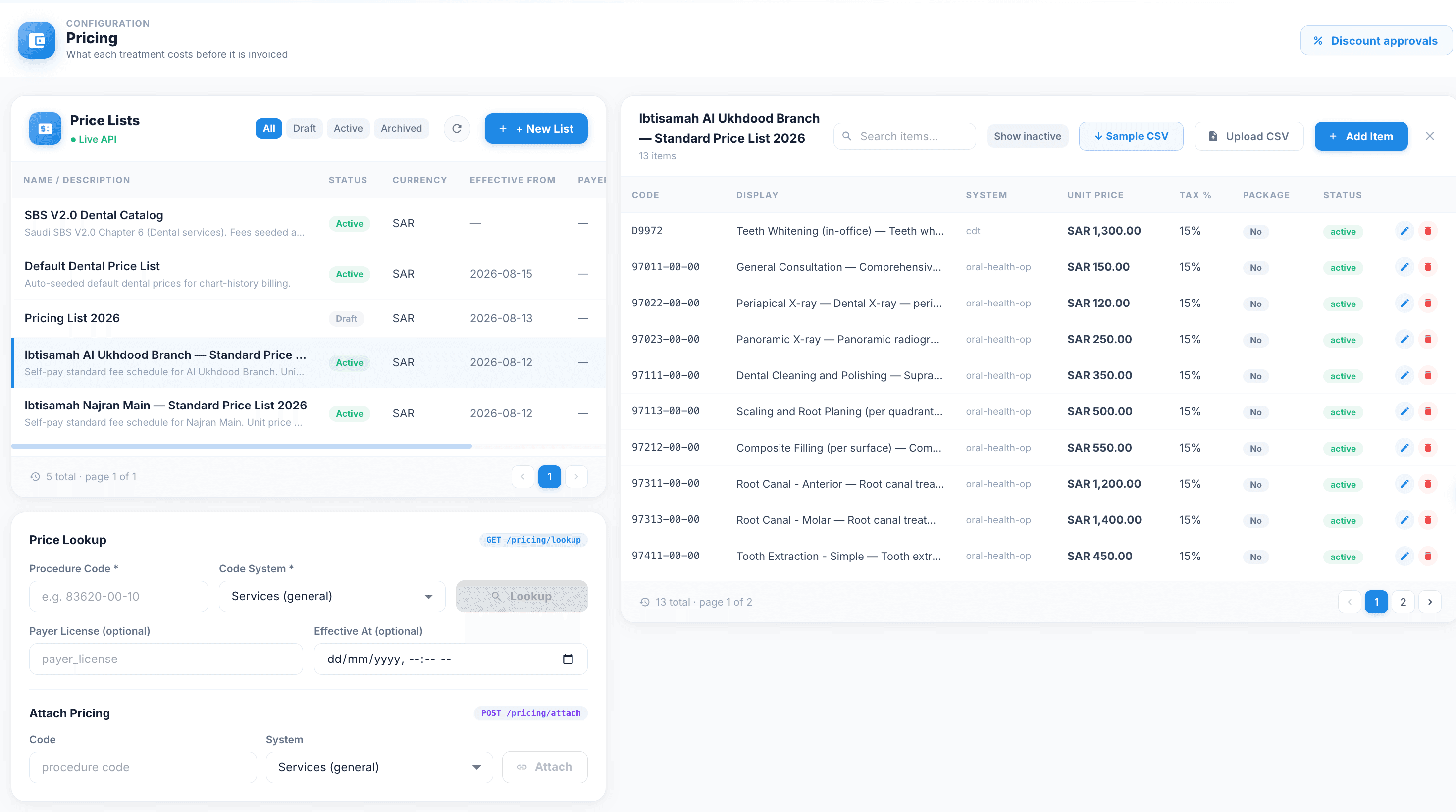 One price list, versioned